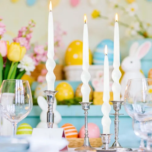 Miniatura 9 de Velas cónicas torcidas blancas de 10 pulgadas, elegantes velas en espiral para decoración de primavera, mesa de Pascua, día de la madre, sin goteo