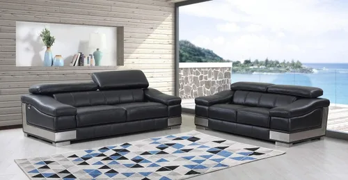 Miniatura 15 de BlackJack Furniture Salerno - Sofá moderno y contemporáneo de cuero italiano de grano superior, color gris rinoceronte