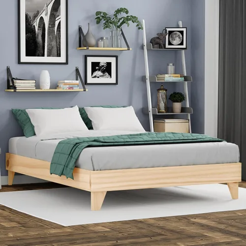Miniatura 12 de Base de cama, fabricada en EE. UU. con 100% madera de pino norteamericano, base sólida para colchón con tablillas de pino prensado, instalación sin