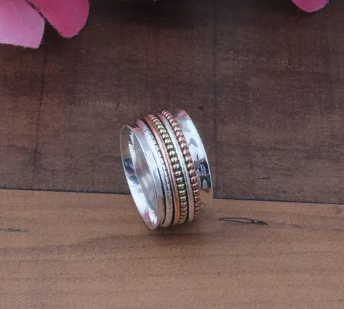 Miniatura 59 de Boho Spinner Ring, Mothers Day Gift, Silver 925 Women Ring, Sterling Silver 925 Ring, Fidget Spinner Ring,Women Silver Anxiety Ring