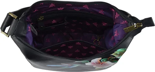 Miniatura 3 de Anuschka Bolso de mano de cuero genuino para mujer Hobo clásico con bolsillo lateral