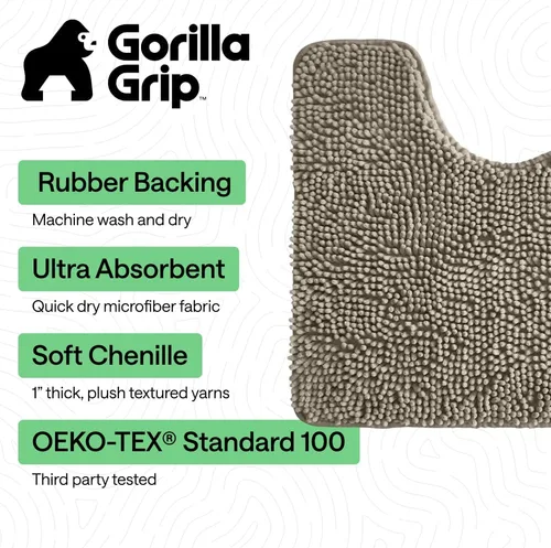 Miniatura 413 de Gorilla Grip - Tapete de baño de felpilla gruesa, suave y absorbente, secado rápido, de microfibra, con reverso de caucho, para piso de ducha, Nube