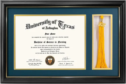 Miniatura 11 de GraduationMall Marco de fotos y diploma negro de 11 x 19 pulgadas para certificado de 8.5 x 11, imagen de 5 x 7, vidrio templado, paspartú doble