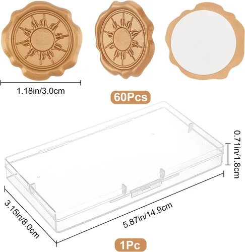 Miniatura 2 de CRASPIRE 60 calcomanías adhesivas para sellar cera solar, autoadhesivas, doradas, vintage, sellado, para bodas, tarjetas de invitación de fiesta