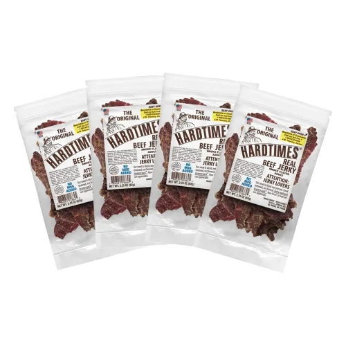 Hardtimes Carne seca hecha a mano, sabor original, paquete de 4 bolsas de 2.25 onzas