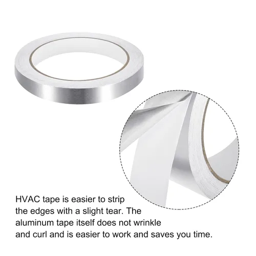 Miniatura 4 de MECCANIXITY Cinta de papel de aluminio, cinta de aluminio de 0.59 pulgadas x 65 pies (1.96 mil), cinta HVAC de alta temperatura, cinta de aluminio