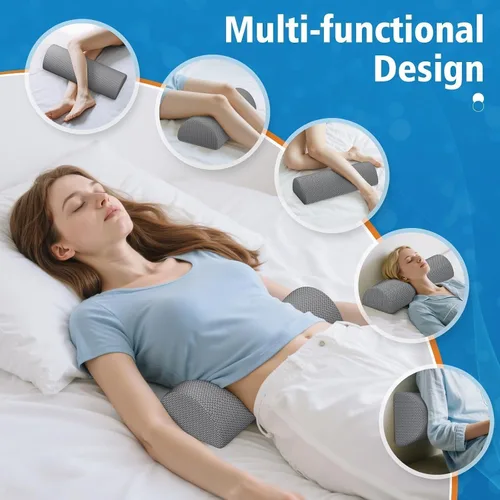 Miniatura 7 de Almohada grande de rodilla para dormir de lado, almohada de espuma viscoelástica de media luna para piernas, almohada de elevación de cuña de diseño