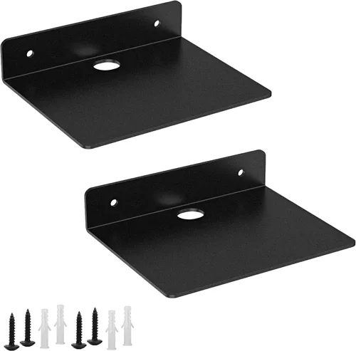 Miniatura 10 de Estante pequeño para pared, 5 pulgadas, estantes flotantes de metal para eco, cámaras, estantes de montaje en pared para altavoces pequeños