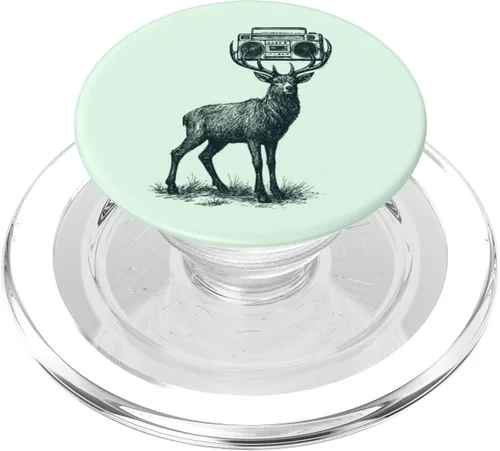 Miniatura 7 de Deer Boombox Retro Funny Animal Music PopSockets Adhesive PopGrip