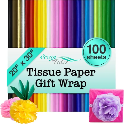 Miniatura 10 de Ocean Tides 300 hojas (14 x 20 pulgadas) de papel de regalo de Navidad, papel de seda de regalo a granel para manualidades, cumpleaños y días