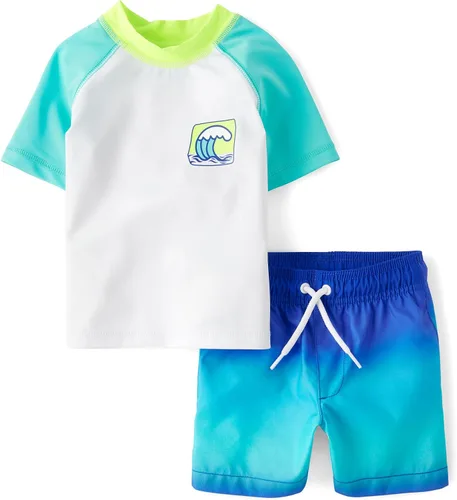 Miniatura 12 de The Children's Place Traje de baño de manga corta para niños y niños pequeños, juego de 2 piezas