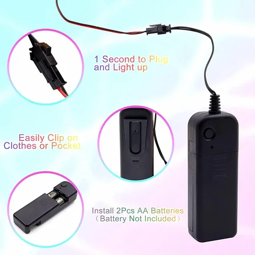 Miniatura 6 de Ourbest El Panel de luz de hoja 2 piezas – Máscara de papel electrouminiscente cortable para iluminación de ojos DIY Cosplay decoración de fiesta