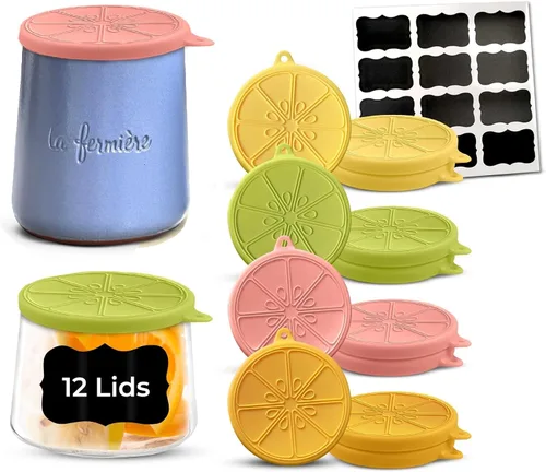 Miniatura 15 de Tapas de Bambú para Frascos de Yogur La Fermiere Paquete de 4 Diseño de Flores Aster Tapas de Bambú con Grabado Floral para Frascos de Cerámica