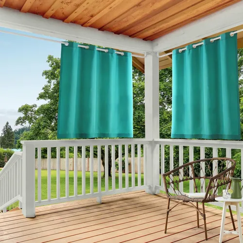 Miniatura 36 de TOWN & COUNTRY BASICS Cabana Cortinas Sólidas de Peso Pesado para Interiores y Exteriores, Opacidad de Filtrado de Luz con Ojales en la Parte Verde