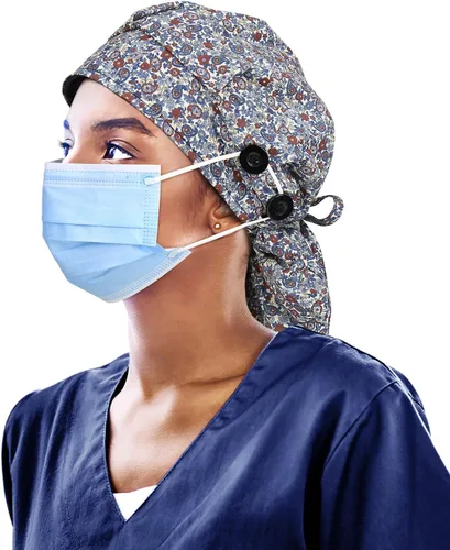 Miniatura 8 de Gorro de trabajo forrado de satén con botón para mujeres de cabello largo