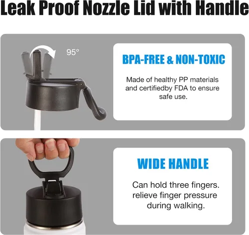 Miniatura 6 de Volhoply Botellas de agua aisladas de 22 onzas con tapa con popote, no aptas para sublimación, botella deportiva de acero inoxidable con asa, tazas