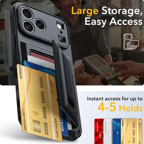 Miniatura 2 de Oterkin Funda tipo cartera para iPhone 17 Pro Max [4-5 tarjeteros] [soporte de soporte] [protección completa de la cámara] [bloqueo RFID] iPhone 17
