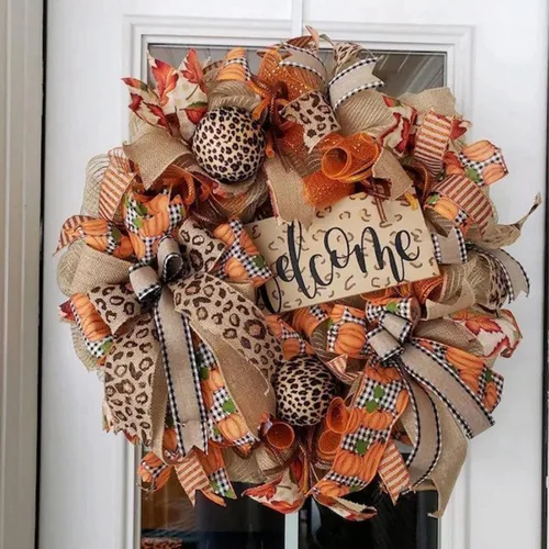 Miniatura 4 de 4 rollos de cinta de malla decorativa de otoño para suministros de fabricación de coronas, 10 pulgadas x 30 pies, cinta metálica de papel