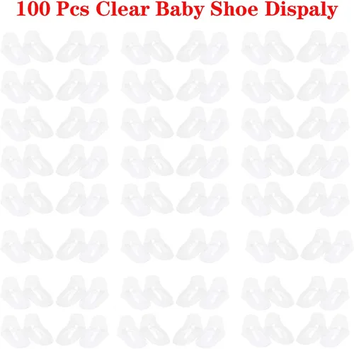 Miniatura 3 de 100 piezas de plástico transparente para pies de bebé, botines de bebé, calcetines de ganchillo, escaparate, zapatos para niños pequeños, soportes