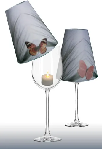 Miniatura 6 de Royal Designs Vellum Tea Light - Pantalla de cristal de vino, diseño de mariposa naranja, juego de 6