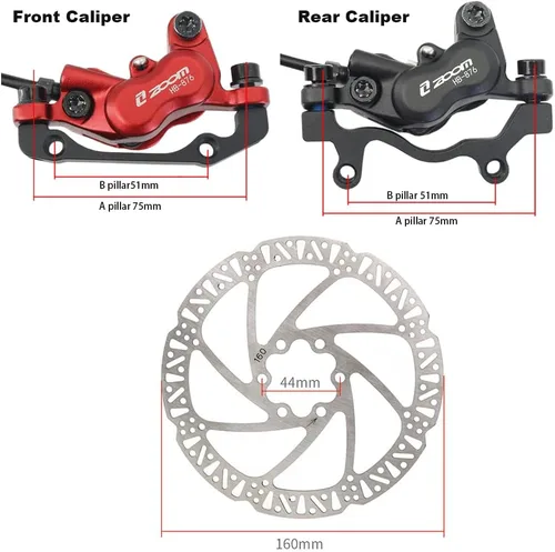 Miniatura 4 de JFOYH zoom HB876 Juego de Frenos Hidráulicos de Disco de 4 Pistones Pre-Lleno para Bicicleta de Montaña, Kit de Frenos de Disco de Bicicleta