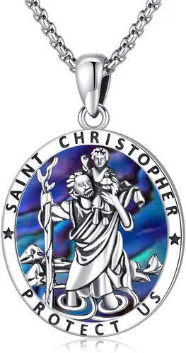 Miniatura 148 de Eusense San Miguel San Cristóbal San Benito San Judas Virgen María Collar chapado en oro 925 joyería religiosa para hombres y mujeres, collar