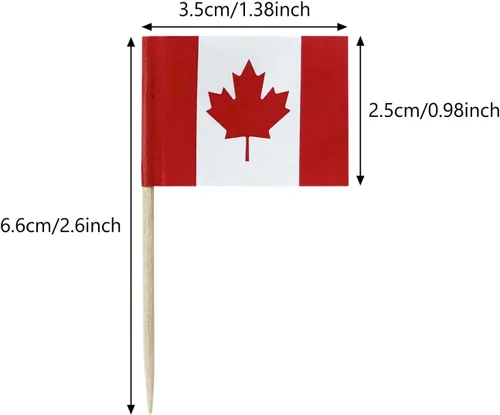 Miniatura 2 de 100 banderas de palillos de dientes canadienses con bandera de Canadá, pequeños adornos para cupcakes, banderas canadienses, selecciones de cóctel