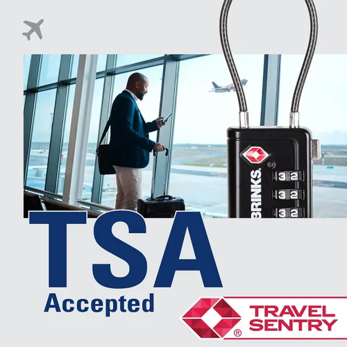 Miniatura 8 de Brinks TSA - Cerradura indicadora aceptada para equipaje, color negro, combinación reajustable, grillete largo de 2.5 pulgadas, llave TSA008 más