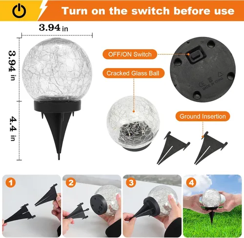 Miniatura 4 de MLKNK Luces solares de globo para exteriores, impermeables, bolas solares, luces solares de jardín, orbes para exteriores, paquete de 2 bolas