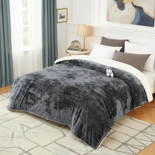 Miniatura 10 de GarveeHome Manta eléctrica de franela, manta térmica de terciopelo, mantas eléctricas de calentamiento suaves de lujo, 4 niveles de calor y 4 horas