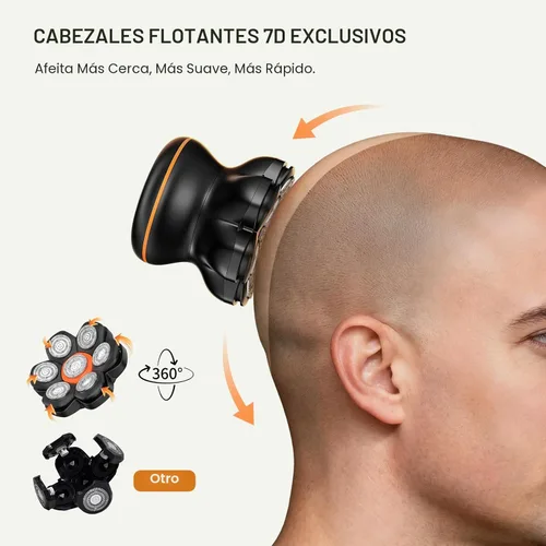 Miniatura 2 de MAXGROOM® Afeitadora de cabeza para hombres calvos, maquinilla de afeitar eléctrica impermeable con cabezales flotantes 7D, afeitado suave