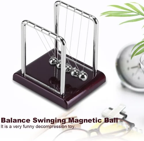 Miniatura 6 de DEWIN Newtons Cradle Pendulum Steel Balance Bola magnética oscilante de movimiento perpetuo, juguete de escritorio de ciencia física, juguete
