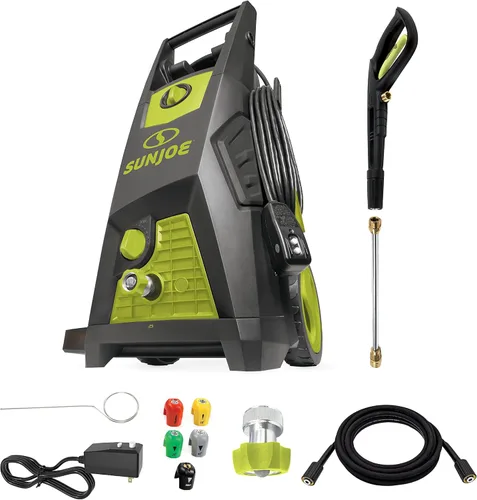 Sun Joe SPX3550 Max - Lavadora a presión eléctrica de inducción sin escobillas con 5 boquillas de conexión rápida, tanque de detergente, limpia