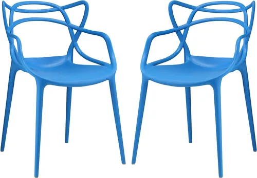 Miniatura 11 de Modway Enredado moderno moldeado plástico dos sillas de comedor en verde
