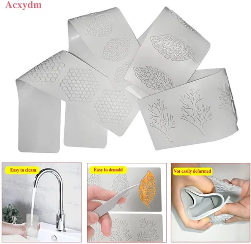 Miniatura 4 de 5 moldes de hojas de silicona, moldes de silicona para hornear Acxydm Tuile, juego de moldes de chocolate para fondant con molde de hojas de Molde