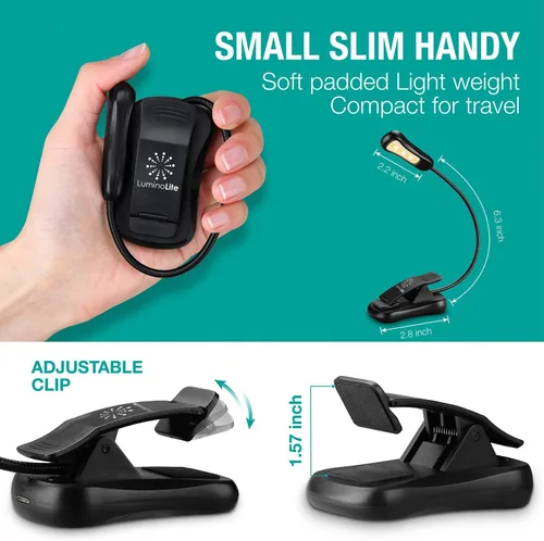 Miniatura 3 de Vekkia Luz de lectura recargable ámbar de 7 LED para el cuidado de los ojos con bloqueo de luz azul, 3 niveles, 1600K para uso amigable