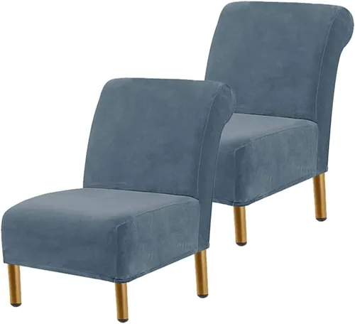 Miniatura 13 de Funda para silla decorativa sin brazos, de terciopelo elástico, extraíble, lavable, protector moderno de muebles con parte inferior elástica