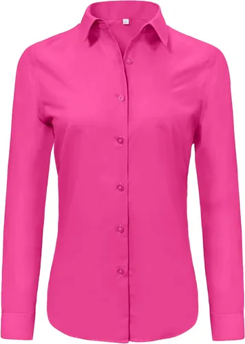 Miniatura 41 de Ruisin - Camisas supersuaves sin arrugas y con botones para mujer, unicolor, manga larga, diseño a rayas, estilo formal, blusa de vestir