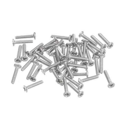 Miniatura 28 de Uxcell M1-0.25 x 2 mm 50 piezas Tornillos de cabeza plana redonda 304 de acero inoxidable Phillips Drive tornillos de máquina para fijación