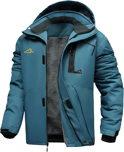 Miniatura 8 de INVACHI Chaqueta de esquí de invierno para hombre, impermeable, resistente al viento, forro polar con capucha