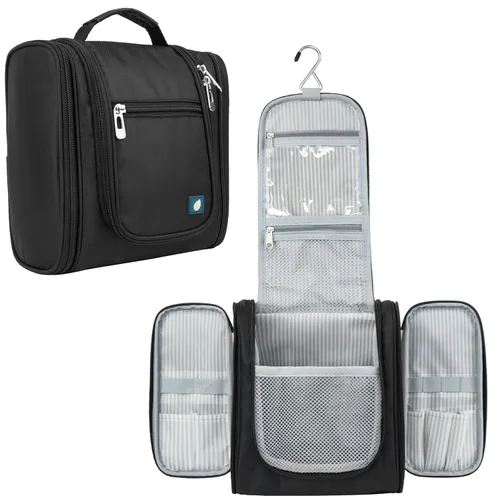 PAVILIA - Bolsa de aseo para viaje para mujeres y hombres, organizador cosmético colgante, bolsa de maquillaje resistente al agua para accesorios y