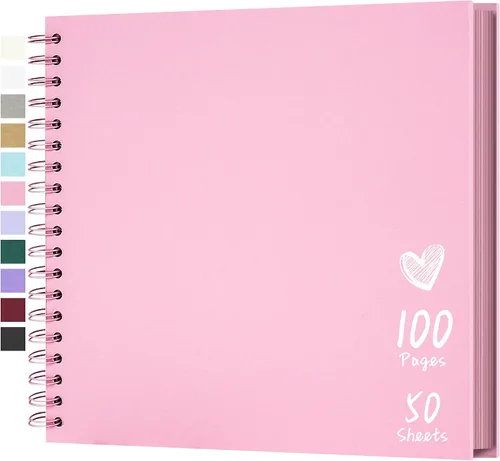 Miniatura 28 de Álbum de recortes de 7 x 7 pulgadas, álbum de recortes DIY de tapa dura de papel kraft, álbumes de fotos, 40 páginas, perfecto para fotos de 4 x 6