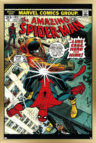 Miniatura 15 de Trends International Marvel Comics Amazing Spider-Man #123 - Póster de pared, 22.4 pulgadas de largo x 14.7 pulgadas, versión enmarcada en caoba