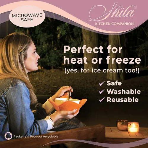 Miniatura 6 de SHILA - Posatazones, juego multicolor de 5 soportes de tazones calientes aptos para microondas para mantener tus manos frescas y tu comida caliente