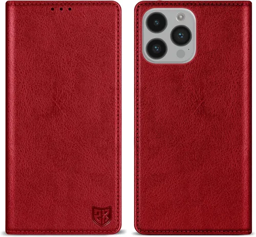 Miniatura 8 de ZZXX Funda tipo cartera para iPhone 14 con bloqueo RFID, soporte de ranura para tarjetas, funda protectora de cuero magnético fuerte plegable