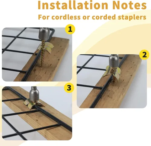 Miniatura 4 de Clavos de cerca, grapas de alambre de acero para maderas blandas, reutilización de clavos de grapas de valla con fijador de alambre, para malla