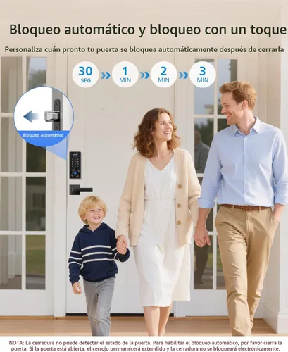 Miniatura 5 de Philips Juego de cerradura de puerta delantera, cerradura electrónica de huellas dactilares con 2 manijas de palanca, cerradura de puerta de entrada