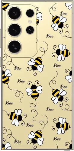 Blingy's Funda para Samsung Galaxy S24 Ultra, para mujeres y niñas, diseño de abejas divertidas de moda, lindo estilo de animal, transparente,
