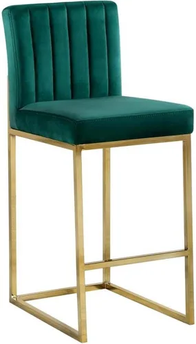 Miniatura 7 de Meridian Furniture Giselle Collection Modern Taburete de mostrador contemporáneo tapizado de terciopelo, con base de metal cromado pulido, 16