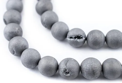 Miniatura 217 de The Bead Chest Cuentas de Jade Blanco Mate Redondas (8mm): Piedra Preciosa Orgánica Redonda Esférica de Energía con Poder de Sanación para Hacer